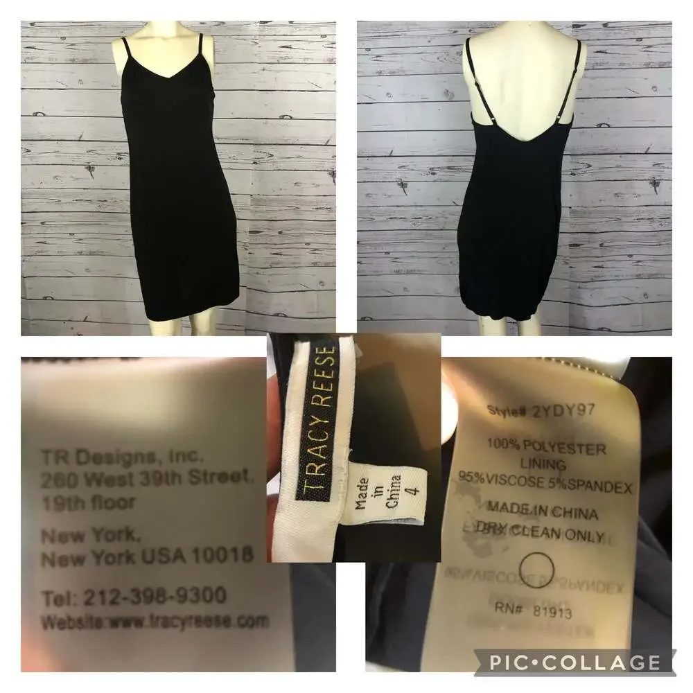 Tracy Reese Navy Surplice sleevless scalloped Lace Embroidered Dress size 4